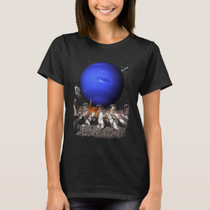 Cats Walking in Space Cat Astronaut Neptune Planet T-Shirt