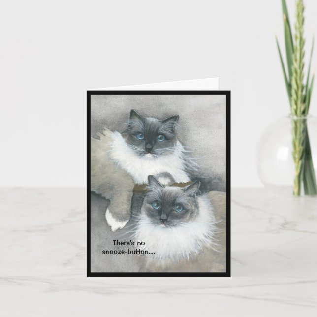 Cats wanting breakfast card (Front)