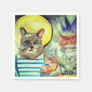Cats Watercolor Art  Napkin