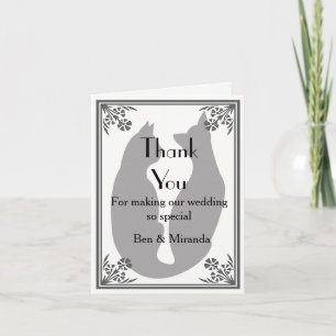 Cats Wedding Thank You Card Modern Cat