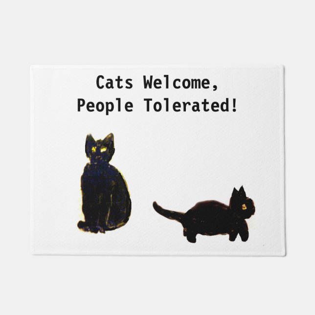 Cats Welcome People Tolerated Black Cats Art Doormat (Front)