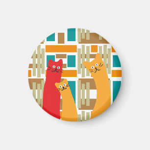 Cats whimsical cute geometric shapes magnet