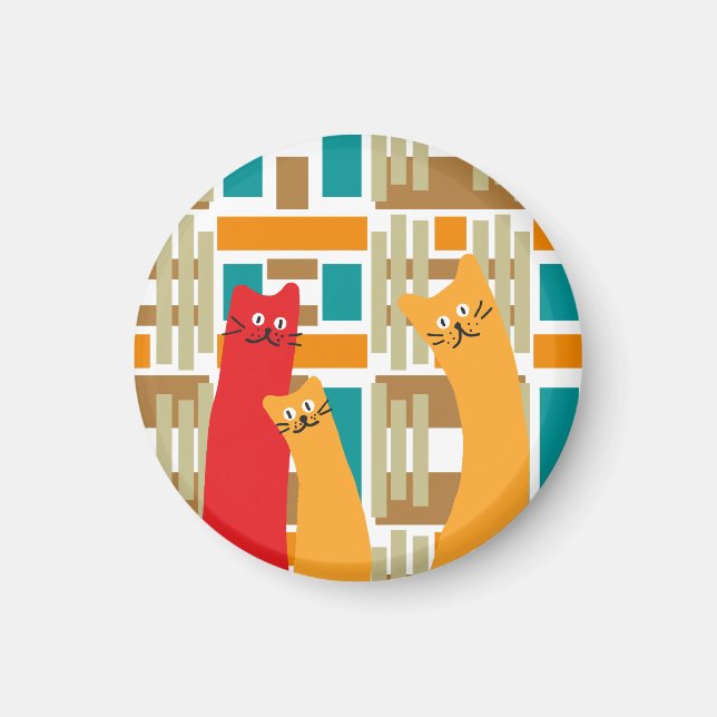 Cats whimsical cute geometric shapes magnet (Front)