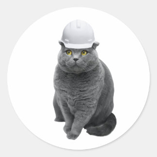 cats with hard hats classic round sticker