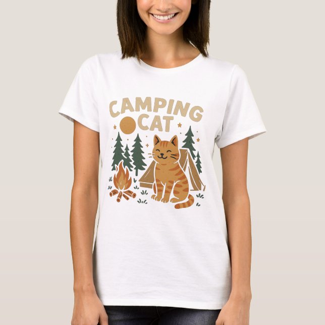cats with tent and campfire T-Shirt (Front)