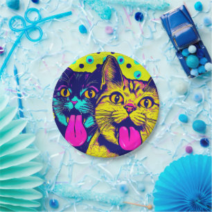 Cats with tongue out paper plate