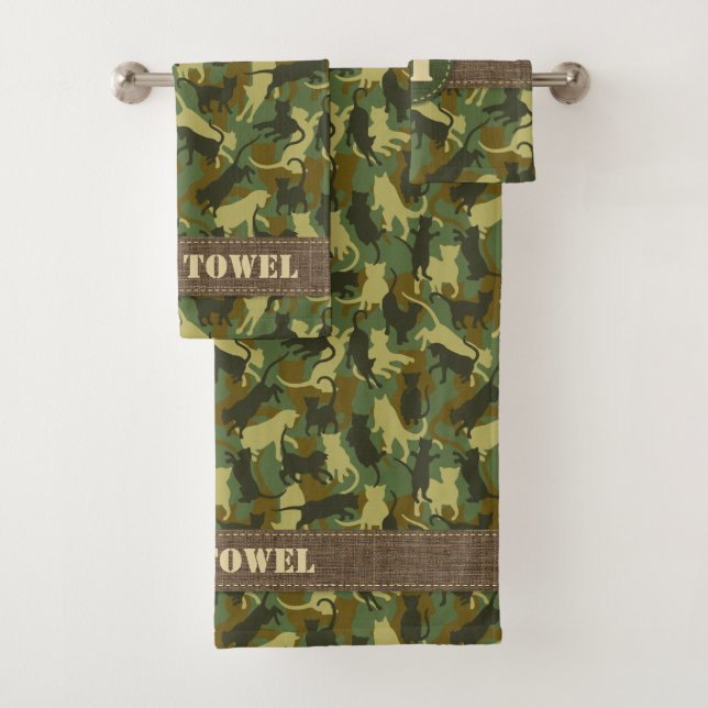 Cats Woodland Camouflage Bath Towel Set (Insitu)