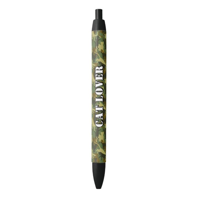 Cats Woodland Camouflage Black Ink Pen (Front Vertical)