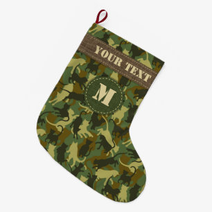 Cats Woodland Camouflage Large Christmas Stocking