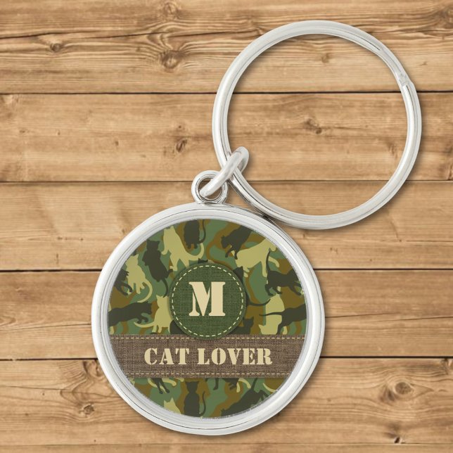 Cats Woodland Camouflage Monogram Keychain (Creator Uploaded)