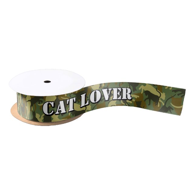 Cats Woodland Camouflage Satin Ribbon (Spool)