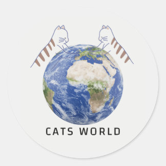cats world classic round sticker