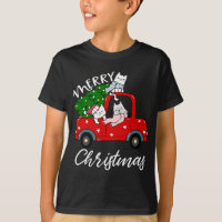 Cats xmas Tree on Red Truck Cat Christmas tree