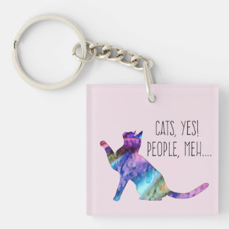Cats, Yes People, Meh... Keychain