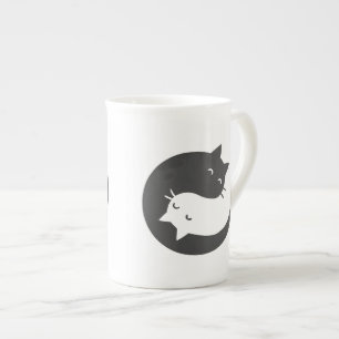 Cats yin and yang mandala - Choose background colo Bone China Mug