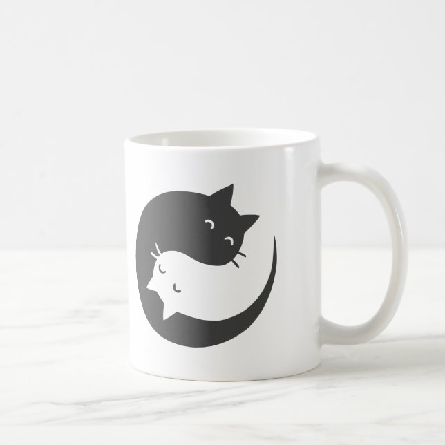 Cats yin and yang mandala - Choose background colo Coffee Mug (Right)
