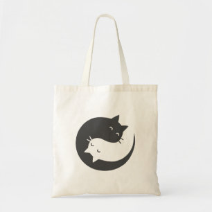 Cats yin and yang mandala - Choose background colo Tote Bag