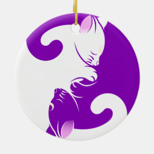 Cats yin yang ceramic ornament