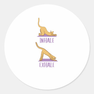 Cats Yoga Cute Cats Sport Inhale Exhale Classic Round Sticker