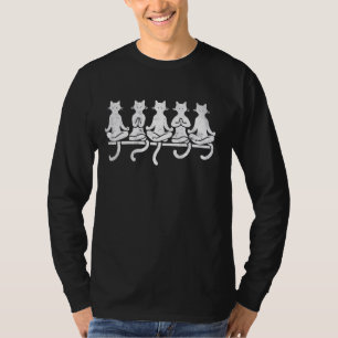 Cats Yoga Poses Minimalist Art - Funny Zen Cat Med T-Shirt