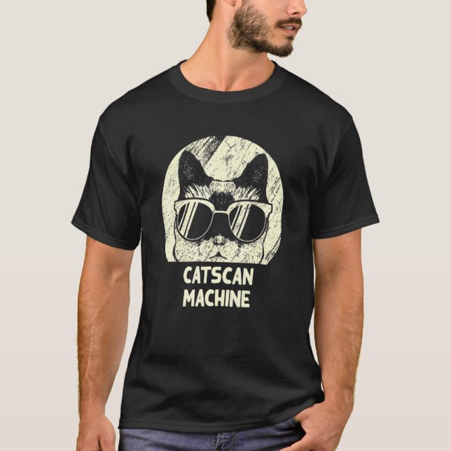 Catscan Machine Cat   Kitten Humour T-Shirt (Front)