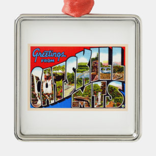 Catskill Mountains New York Large Letter Postcard Metal Ornament