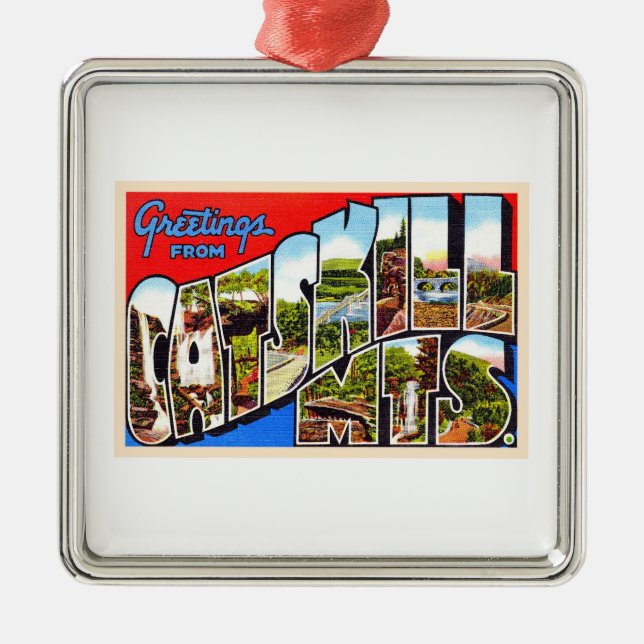 Catskill Mountains New York Large Letter Postcard Metal Ornament (Front)