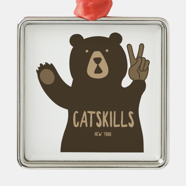 Catskills New York Peace Bear Metal Ornament (Front)