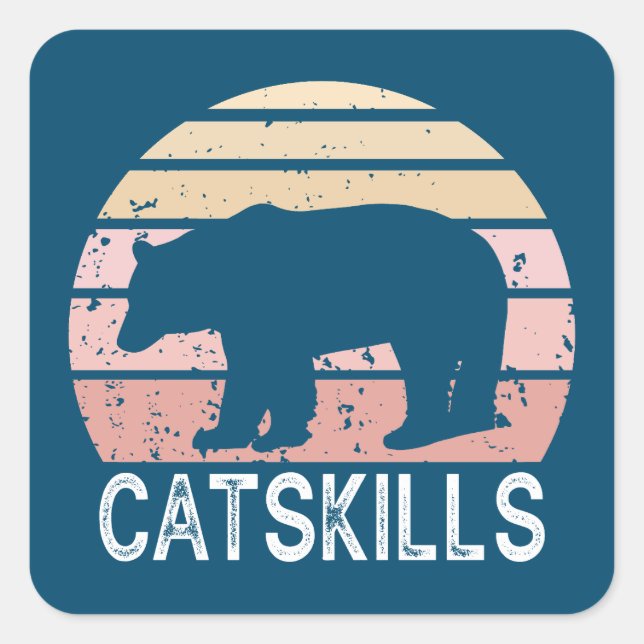 Catskills Retro Bear Square Sticker (Front)