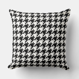 Catstooth Black and White Houndstooth Pattern Throw Pillow
