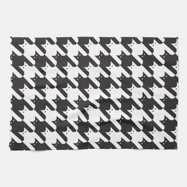 CatsTooth Black and White Kitchen Towel (Horizontal)