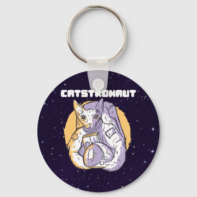 Catstronaut Cat Cosmonaut Keychain (Front)