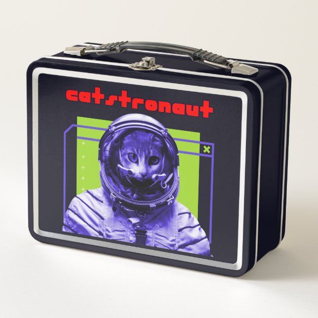 Catstronaut Cat Spaceman Metal Lunch Box (Front)