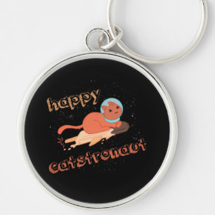 Catstronaut Happy Cat Astronaut Keychain