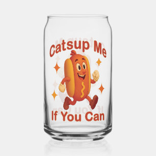 Catsup Me If You Can Funny Hot Dog – Ketchup Pun Glass