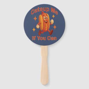 Catsup Me If You Can Funny Hot Dog – Ketchup Pun Hand Fan