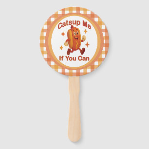 Catsup Me If You Can Funny Hot Dog – Ketchup Pun Hand Fan