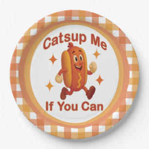 Catsup Me If You Can Funny Hot Dog – Ketchup Pun Paper Plate