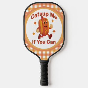 Catsup Me If You Can Funny Hot Dog – Ketchup Pun Pickleball Paddle