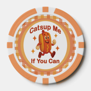 Catsup Me If You Can Funny Hot Dog – Ketchup Pun Poker Chips