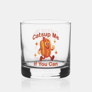 Catsup Me If You Can Funny Hot Dog – Ketchup Pun Whiskey Glass