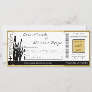 Cattail/Dragonfly Boarding Pass Wedding Invitation