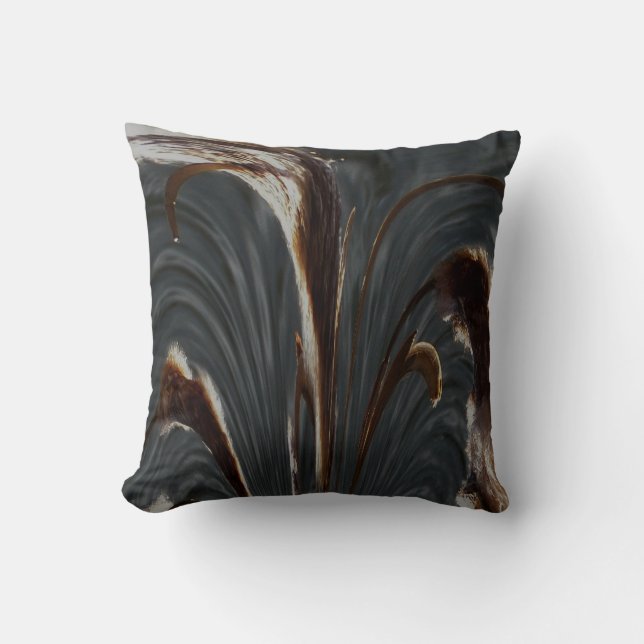 Cattails Abstract - Grey Throw Pillow (Front)
