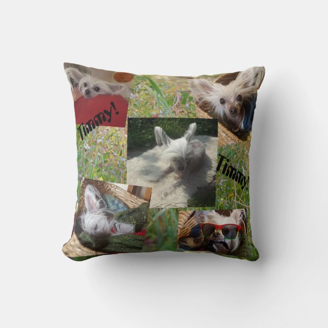 Cattails and cute dog throw pillow (Front)