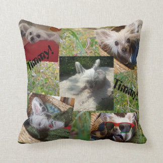 Cattails and cute dog throw pillow