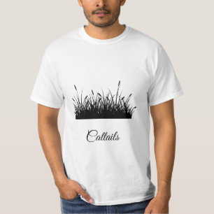 cattails black silhouette square sticker T-Shirt