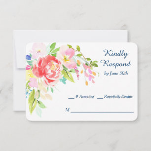 Cattails et Floral sur Marine Blue Wedding RSVP