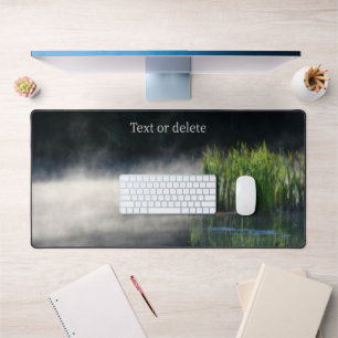 Cattails In The Mist On A Pond Personalized Desk Mat