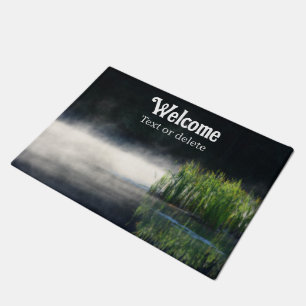 Cattails In The Mist On A Pond Personalized Doormat