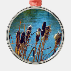 Cattails on the Pond Metal Ornament